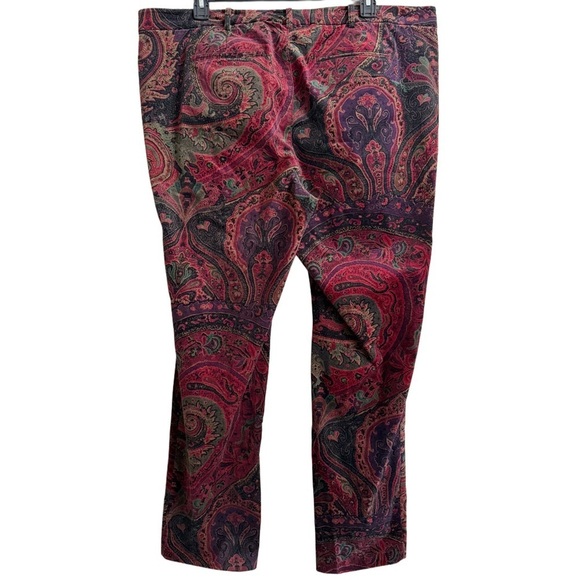 LAUREN RALPH LAUREN Vintage Velvet Paisley Preppy Colorful Y2K Pants Size 20W - Picture 6 of 8